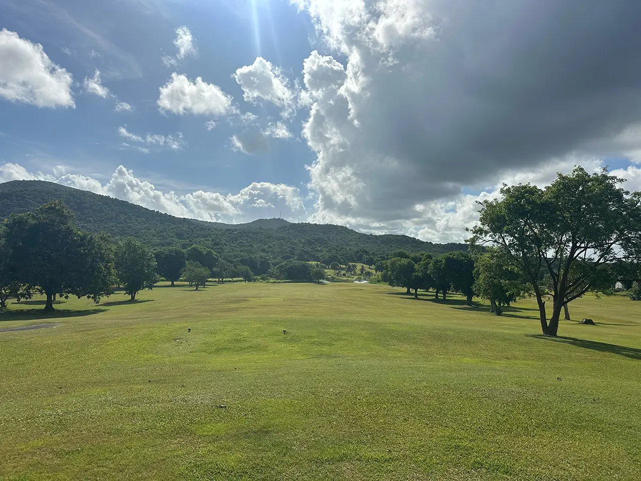 Carambola Golf Club Hole 1 - Opening tee shot through tropical landscape