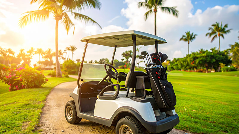 Golf clubs being shipped and prepared for St. Croix vacation at Carambola Golf Club