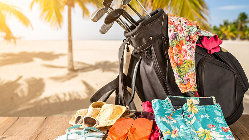Golf vacation packing essentials for St. Croix including tropical golf gear and vacation items